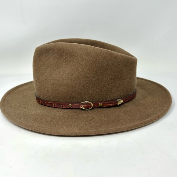 Lite Felt Wool Hat Size Medium USA Brown Tan Western Christy Coastal Cowgirl - Picture 4 of 13